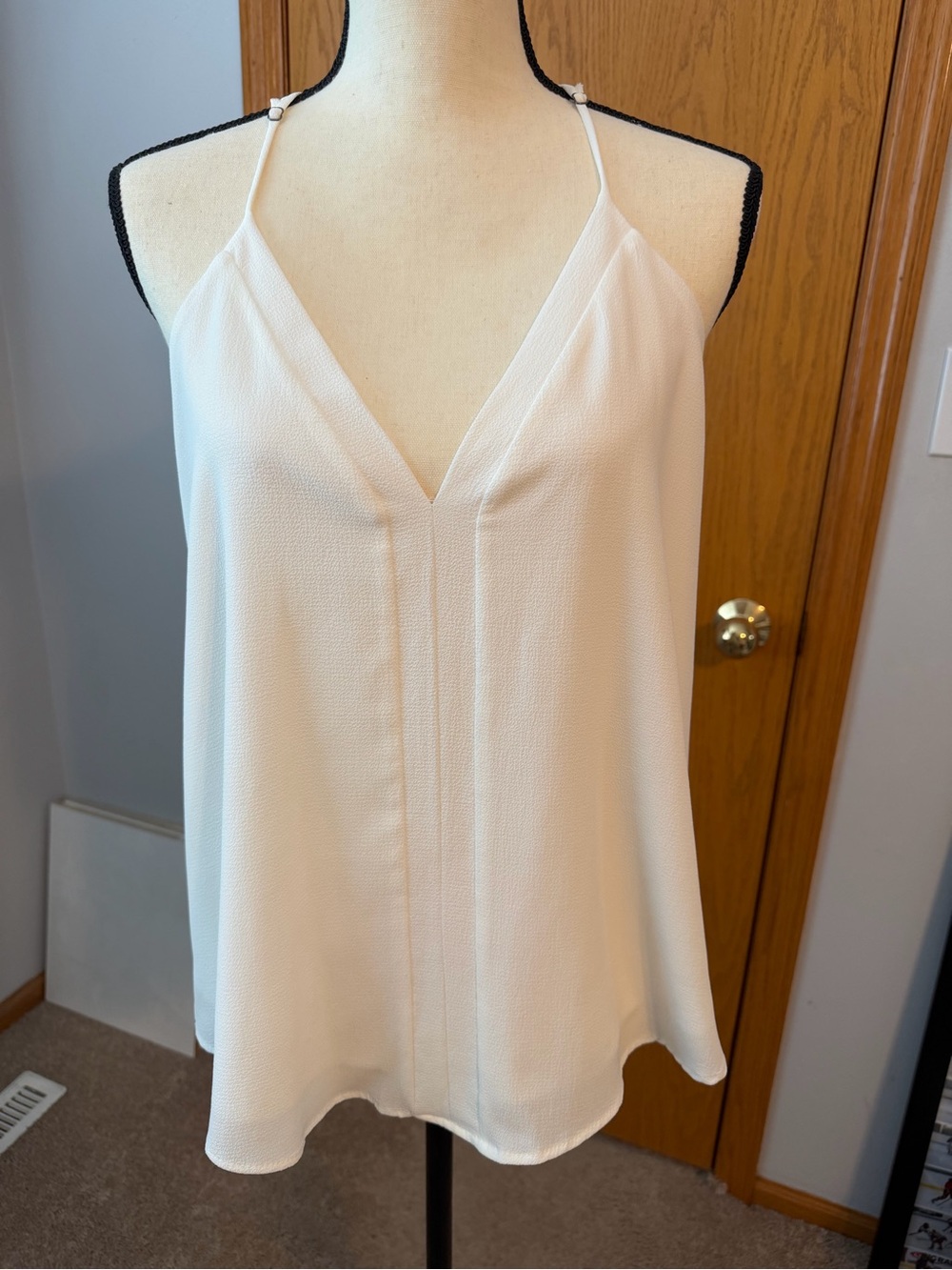 White V-Neck Spaghetti Strap Women's Tank Top